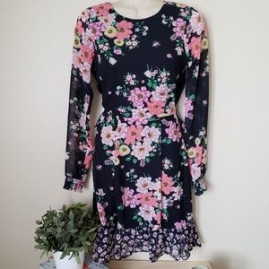 Long Sleeve Floral Mini Dress